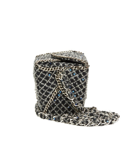 Ultra Rare 2010 Chanel Grey Embellished Tweed Paris-Shanghai Take Away Box Bag
