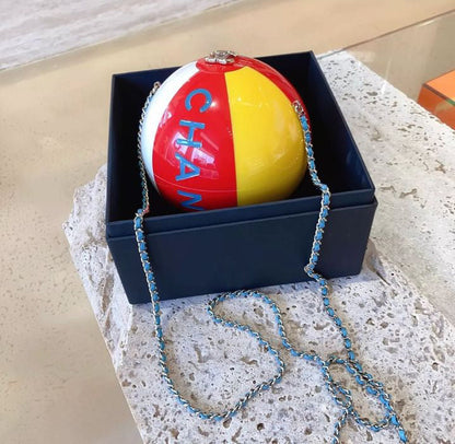 Chanel Limited Edition Red Yellow Blue And White Lucite Beach Ball Bag Pale Gold Hardware