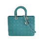 Lady Dior Large Bag Teal Blue Lambskin Cannage Leather