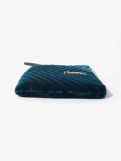 Saint Laurent Monogram Wristlet Midnight Blue Velvet