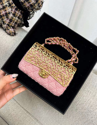 Chanel Tweed Gold Shoulder Bag