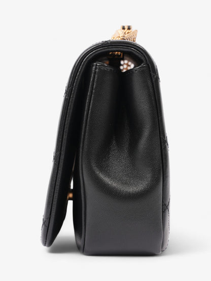 Chanel On And On Full Flap Black Lambskin Leather Small