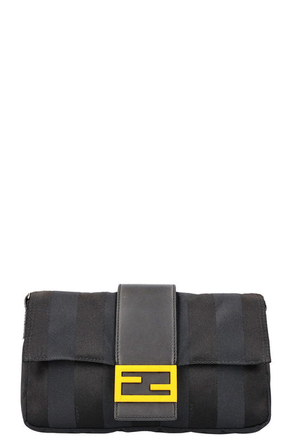 FENDI Sunflower Baguette Bag Canvas Black