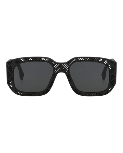 Fendi Mens Square/Rectangle Black Black Smoke Fashion Designer Eyewear