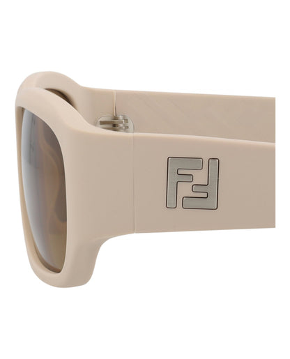 Fendi Mens Square/Rectangle Beige Beige Nicotine Fashion Designer Eyewear
