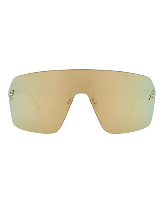 Fendi Womens Shield/Wrap Gold Gold Gold Fashion Designer Eyewear