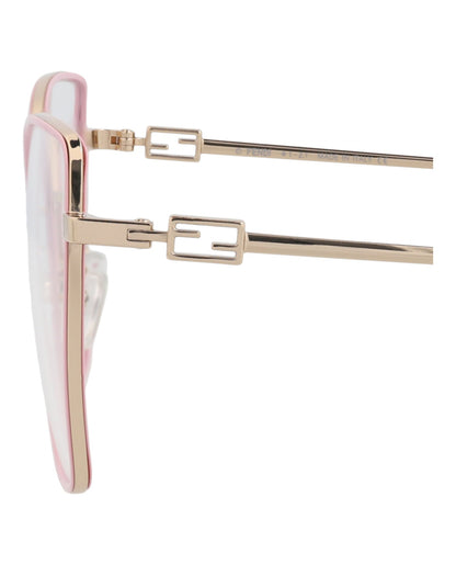 Fendi Womens Cat Eye Gold Gold Transparent Fashion Designer Eyewear