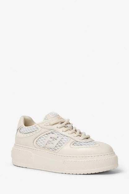 Fendi Match Leather And Mesh Platform Low-Tops