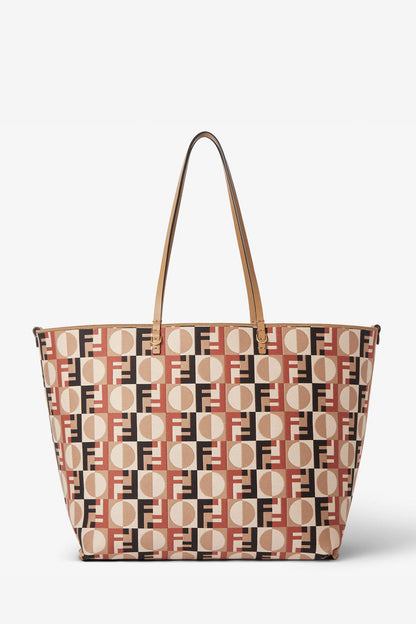Roll Large Striped Pequin And Fendi Optical Jacquard Fabric Shopper