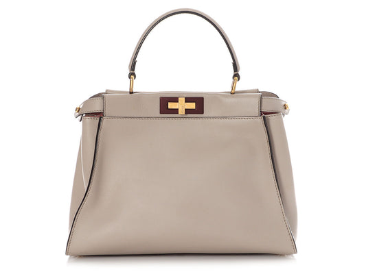 Fendi Medium Grigio Polvere And Bois De Rose Peekaboo