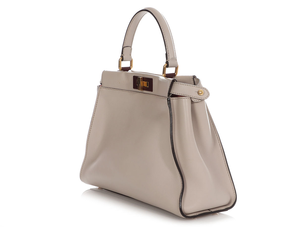 Fendi Medium Grigio Polvere And Bois De Rose Peekaboo