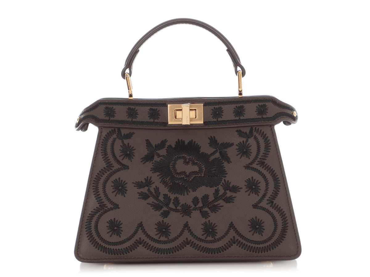 Fendi Gray Floral Embroidered Petite Peekaboo Iseeu