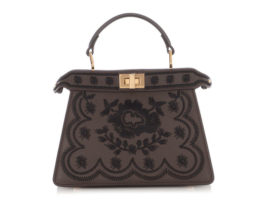 Fendi Gray Floral Embroidered Petite Peekaboo Iseeu