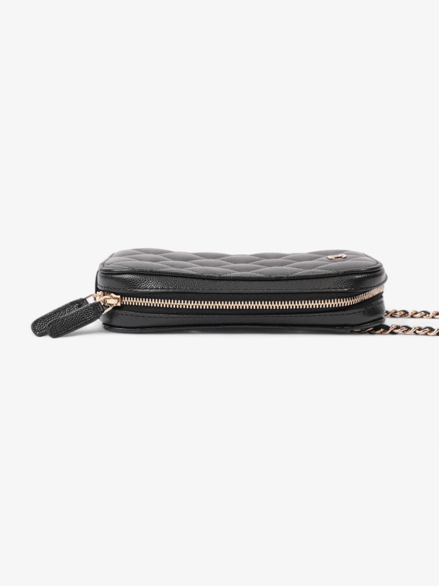 Chanel Quilted Phone Holder Black Caviar Leather