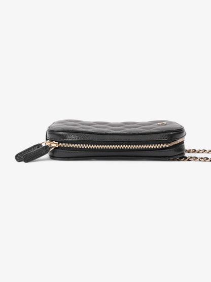 Chanel Quilted Phone Holder Black Caviar Leather