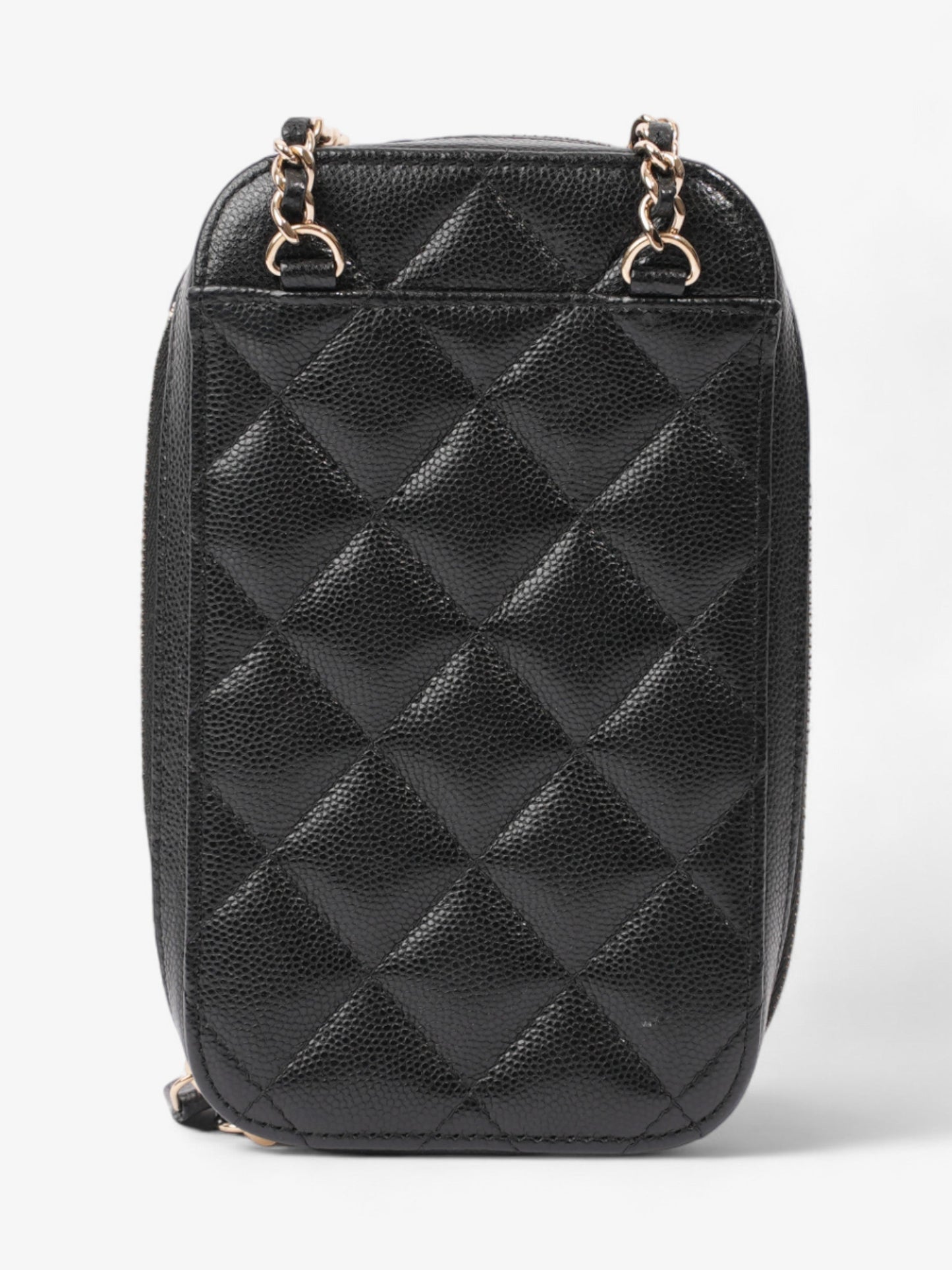 Chanel Quilted Phone Holder Black Caviar Leather