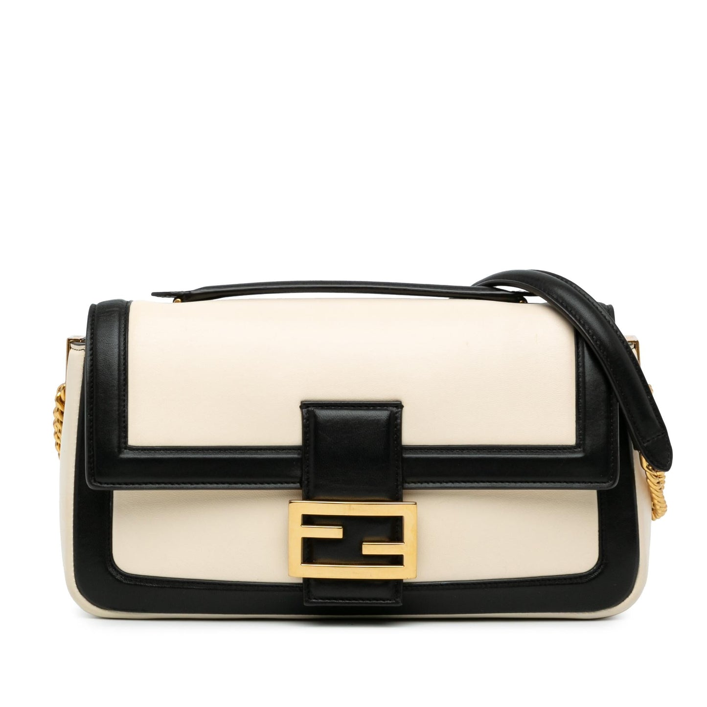 Fendi Bicolor Leather Chain Midi Baguette Shg-Dw85U0