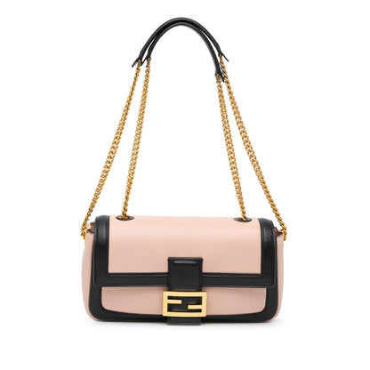 Fendi Bicolor Leather Chain Midi Baguette Shg-Aznvmi