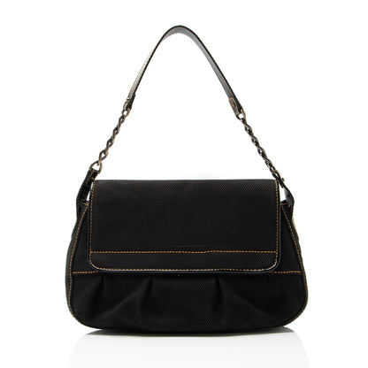 Fendi Shearling FF Baguette Shoulder Bag