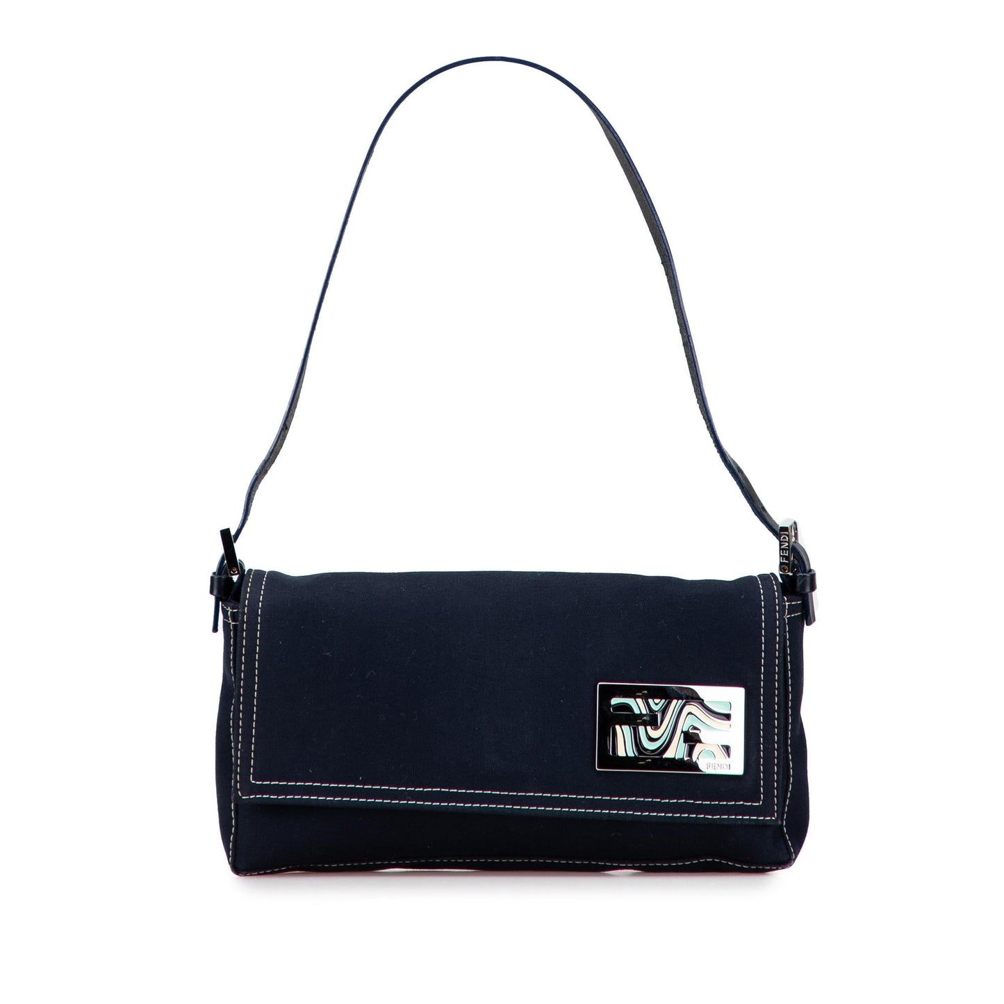 Fendi Canvas FF Marble Baguette Shoulder Bag