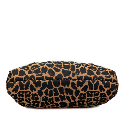 Fendi Canvas Leopard Print Chef Shoulder Bag