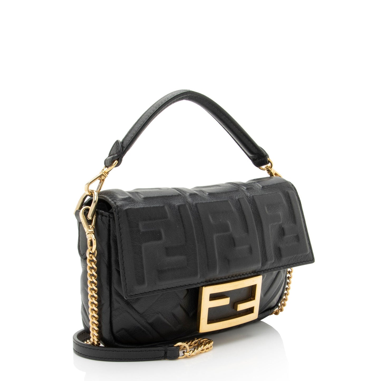 Fendi Calfskin Studded Kan I Medium Shoulder Bag