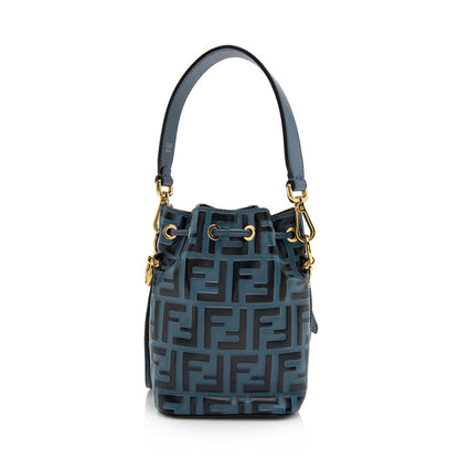 Fendi FF Embossed Calfskin Mon Tresor Mini Bucket Bag (SHF-16308)