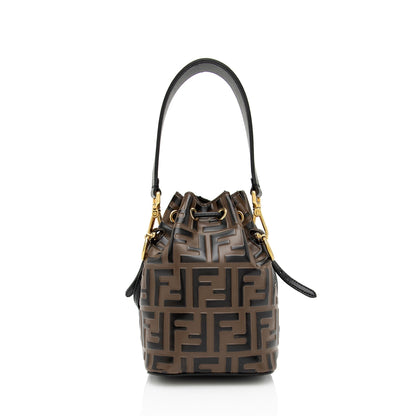Fendi FF Embossed Calfskin Mon Tresor Mini Bucket Bag (SHF-mo1hOL)