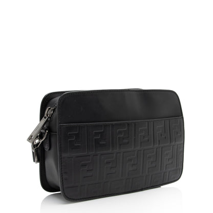 Fendi FF Embossed Calfskin St. Zucca Messenger (SHF-QOa4iu)
