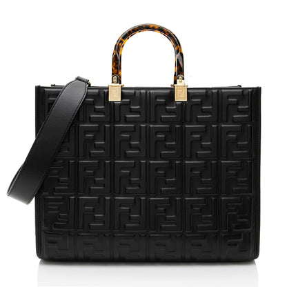 Fendi FF Embossed Calfskin Sunshine Medium Shopper Tote