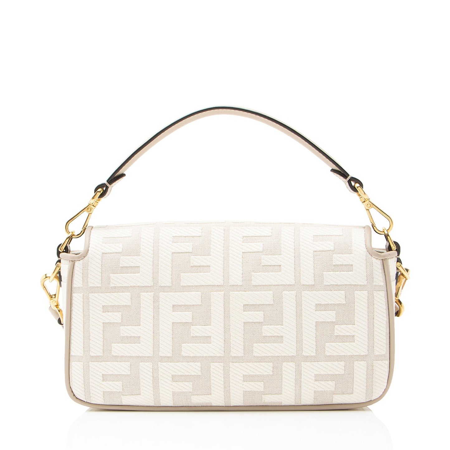 Fendi FF Embroidered Canvas Baguette Shoulder Bag