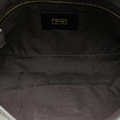 Fendi Glazed Leather Chain Flap Baguette Crossbody