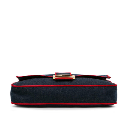 Fendi Large Denim Baguette Satchel (SHG-0IShmW)