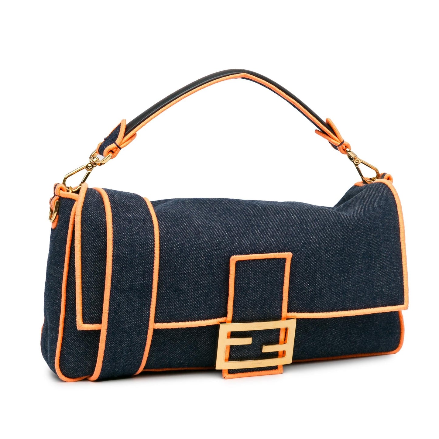 Fendi Large Denim Baguette Satchel (SHG-KcMfCV)