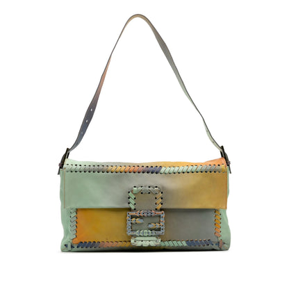 Fendi Large Multicolor Leather Whipstitch Baguette Crossbody