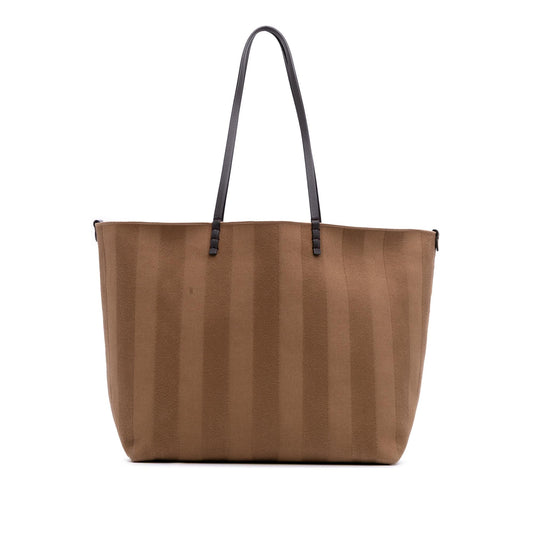 Fendi Large Zucca Canvas Striped Reversible Roll Tote