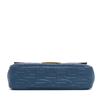 Fendi Large Zucca Embossed Leather Baguette Shoulder Bag