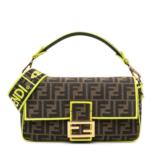 Fendi Large Zucca Fluo Trim Baguette Satchel Shg-Jbo1Oy