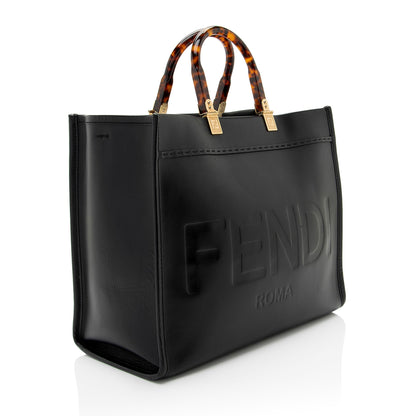 Fendi Leather Sunshine Medium Shopper Tote