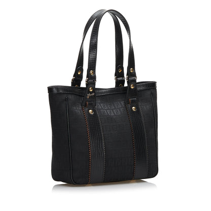 Fendi Leather-Trimmed Zucchino Tote (SHG-36075)