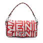 Fendi Marc Jacobs Nappa Vitello King Logo Print Phone Baguette Satchel
