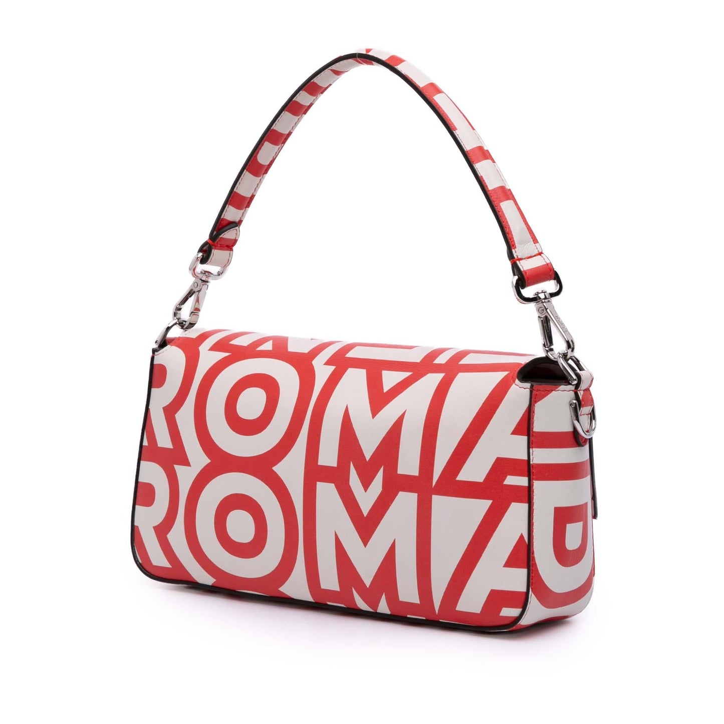 Fendi Baguette Canvas Red Shoulder Bag Style 35