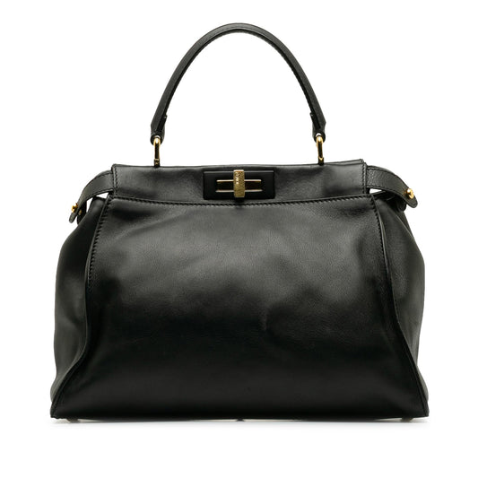 Fendi Peekaboo Leather Red Handbag Red