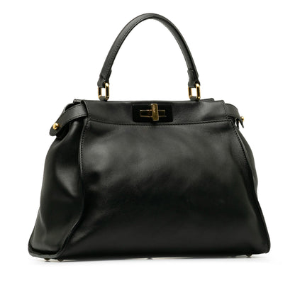 Fendi Peekaboo Leather Red Handbag Red