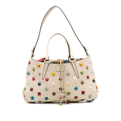 Fendi Medium Studded Leather B Fab Drawstring Tote