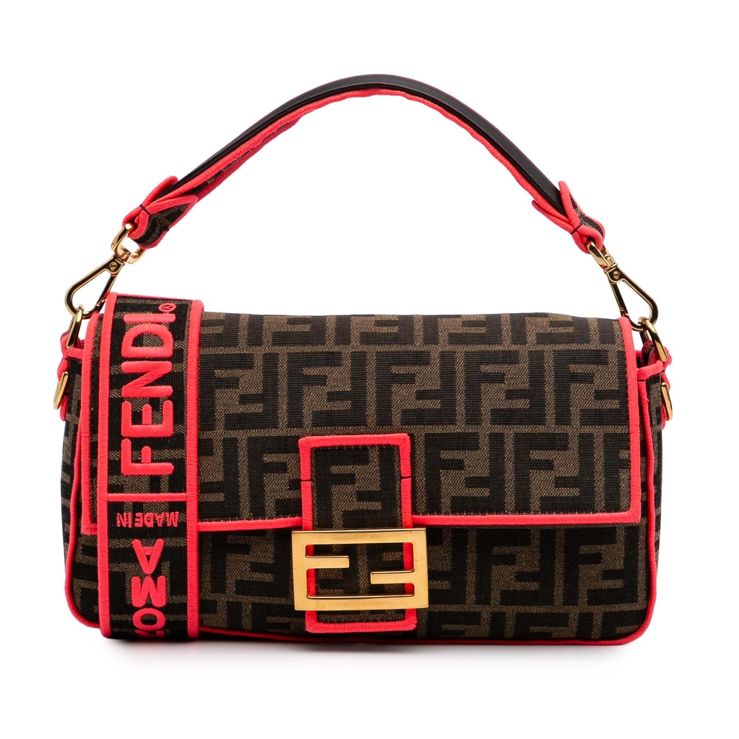 Fendi Baguette Canvas Red Shoulder Bag Style 18