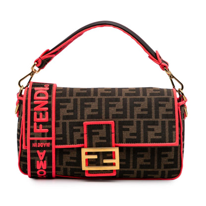 Fendi Baguette Canvas Red Shoulder Bag Style 18