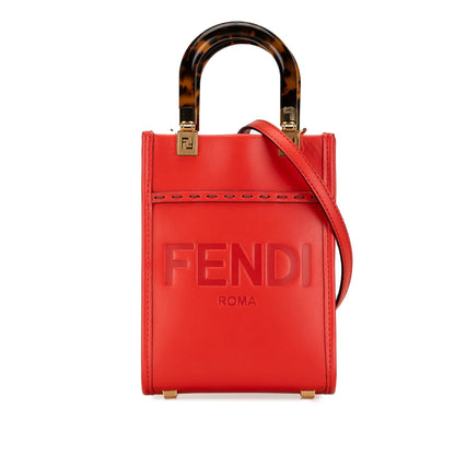 Fendi Sunshine Leather Red Tote Bag Style 2