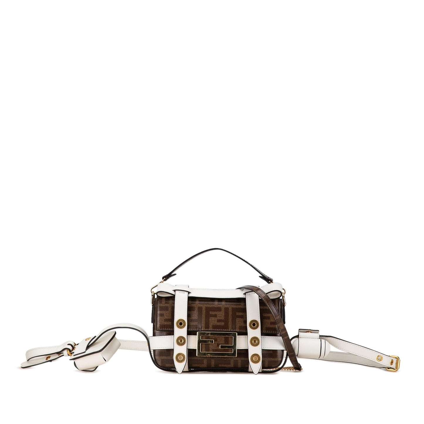 Fendi Mini Zucca Glazed Fabric Cage Baguette Satchel Shg-Yfzqaf