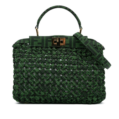 Fendi Mini Zucca Interlaced Canvas Iconic Peekaboo Satchel (SHG-bvHwrT)